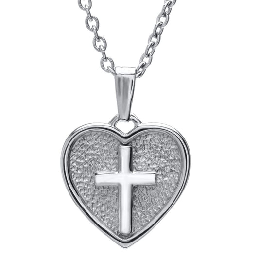 Children's Heart Cross Necklace 15" Chain