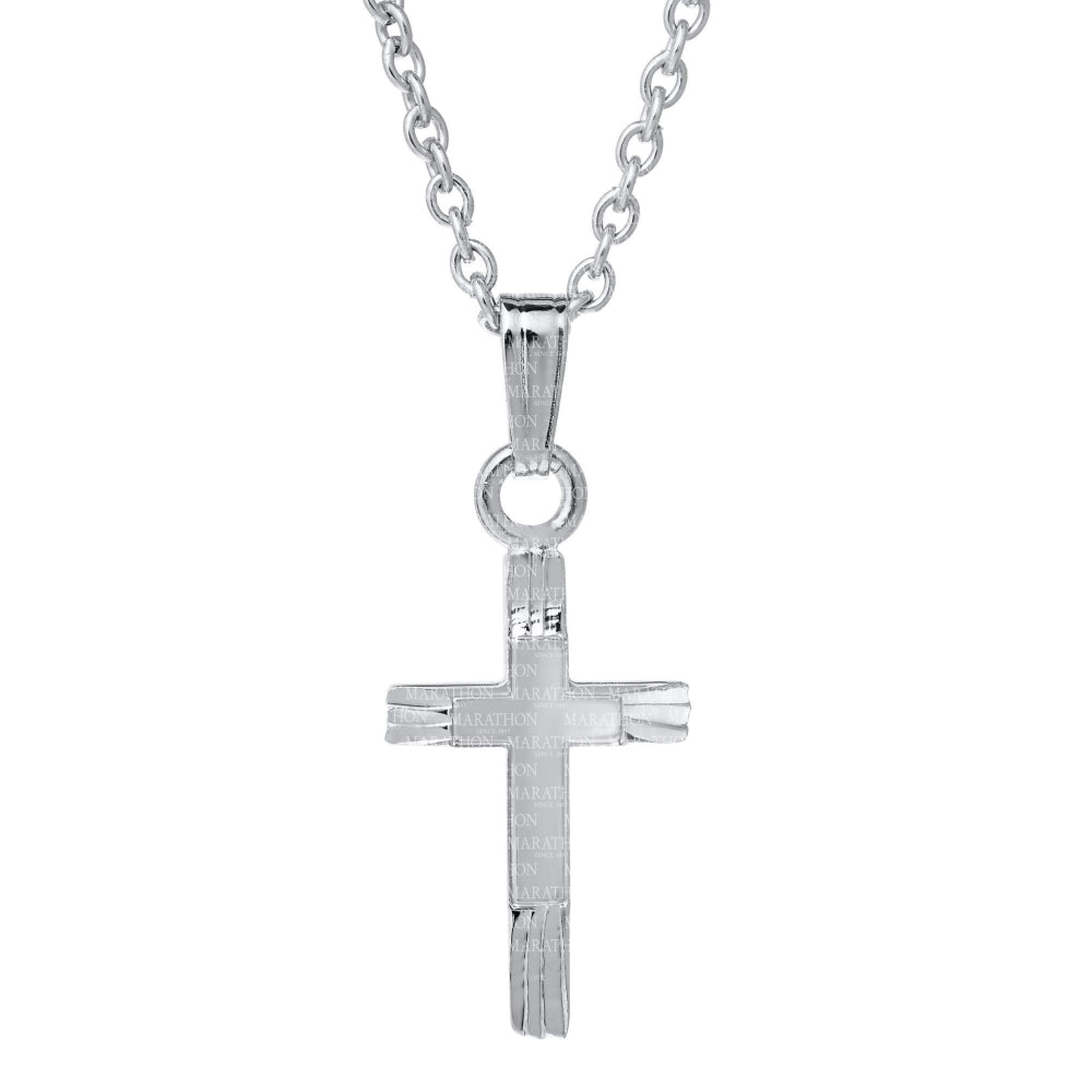 14k White Gold Cross Concave Necklace with Stones – Triantos Crosses -  1971318 ONTARIO INC