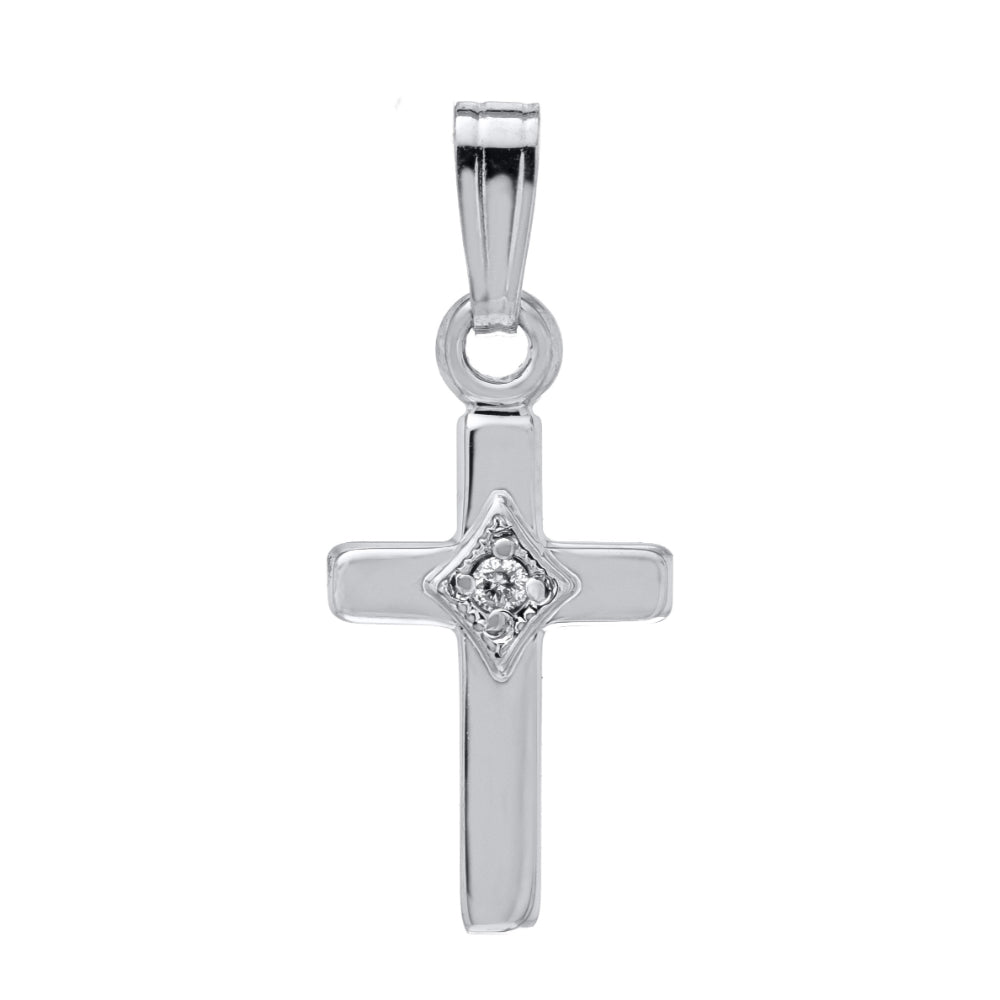 Children's Sterling Silver Diamond Cross Necklace