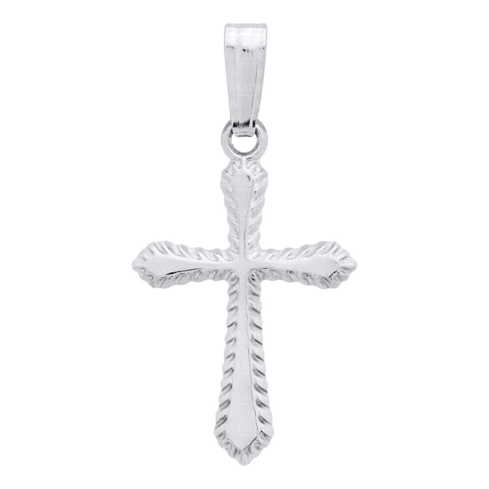 Sterling Silver Rope Edge Flare Cross