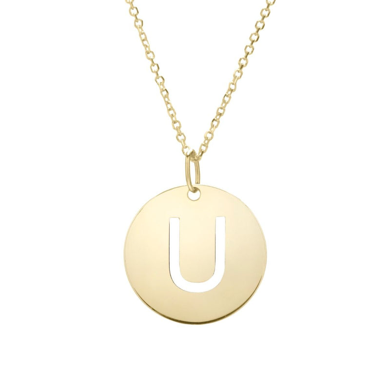 14k Disc Pendant Initial Series - ALL LETTERS