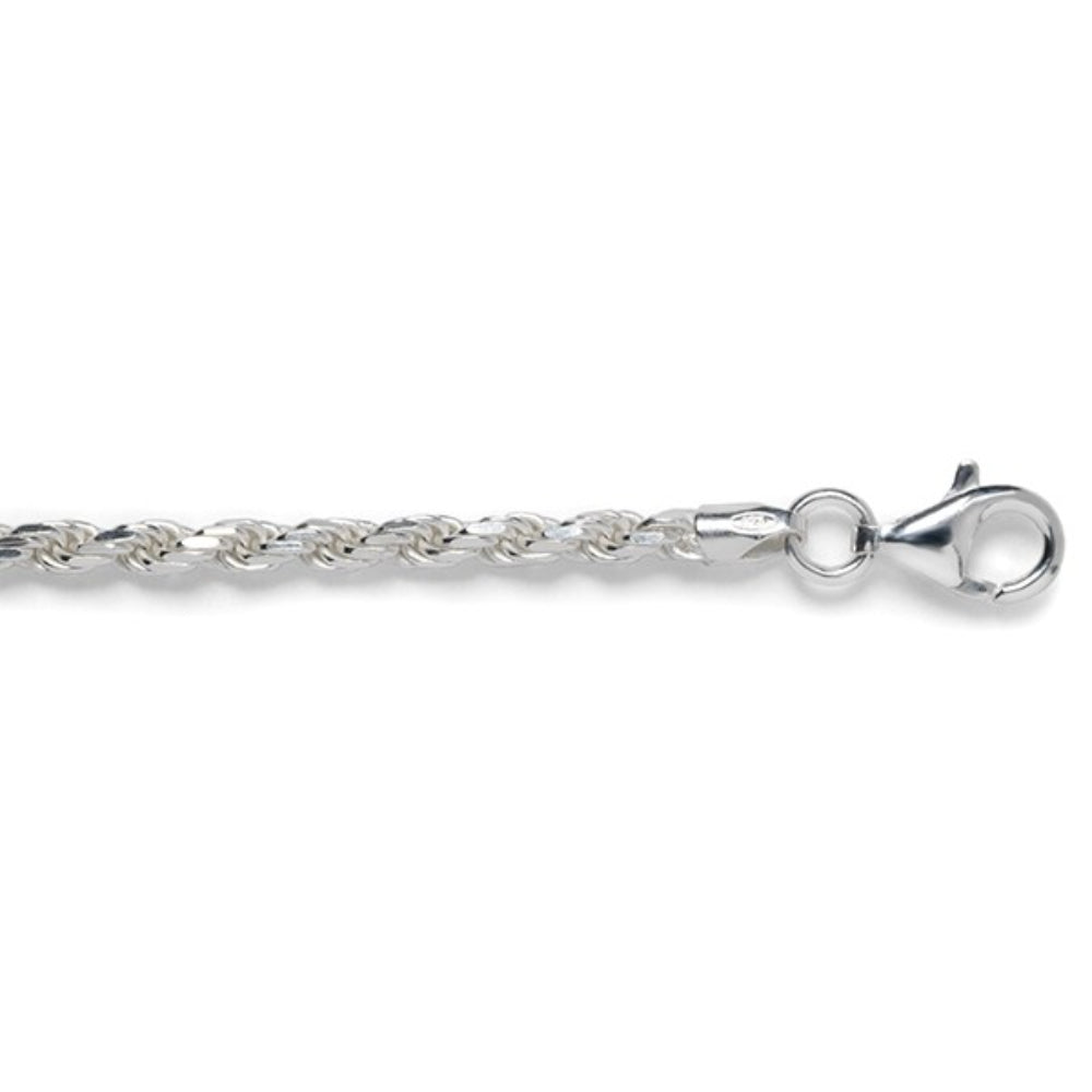 Sterling Silver 2.7mm Diamond-Cut Rope Chain