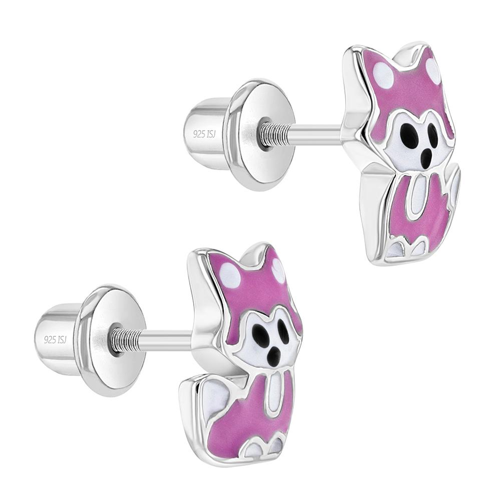 Children's Sterling Silver Fox Earrings