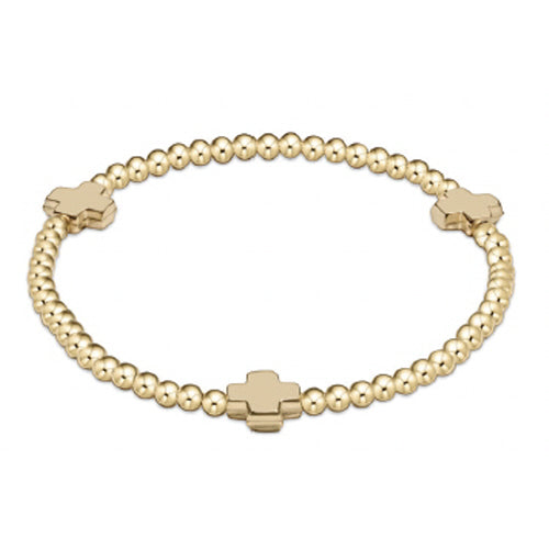 enewton 7.25" Extends Signature Cross 3mm Gold Bracelet - Gold