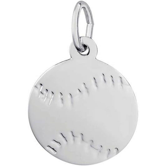 Sterling Silver Flat Baseball Charm
