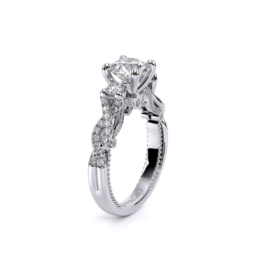 Verragio Insignia 18k White Gold 3 Across Engagement Ring with Twist Shank