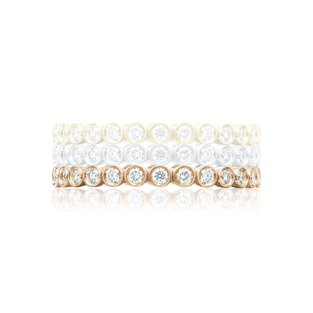 Tacori Sculpted Crescent 18k Gold Bezel Droplet Diamond Eternity Wedding Band