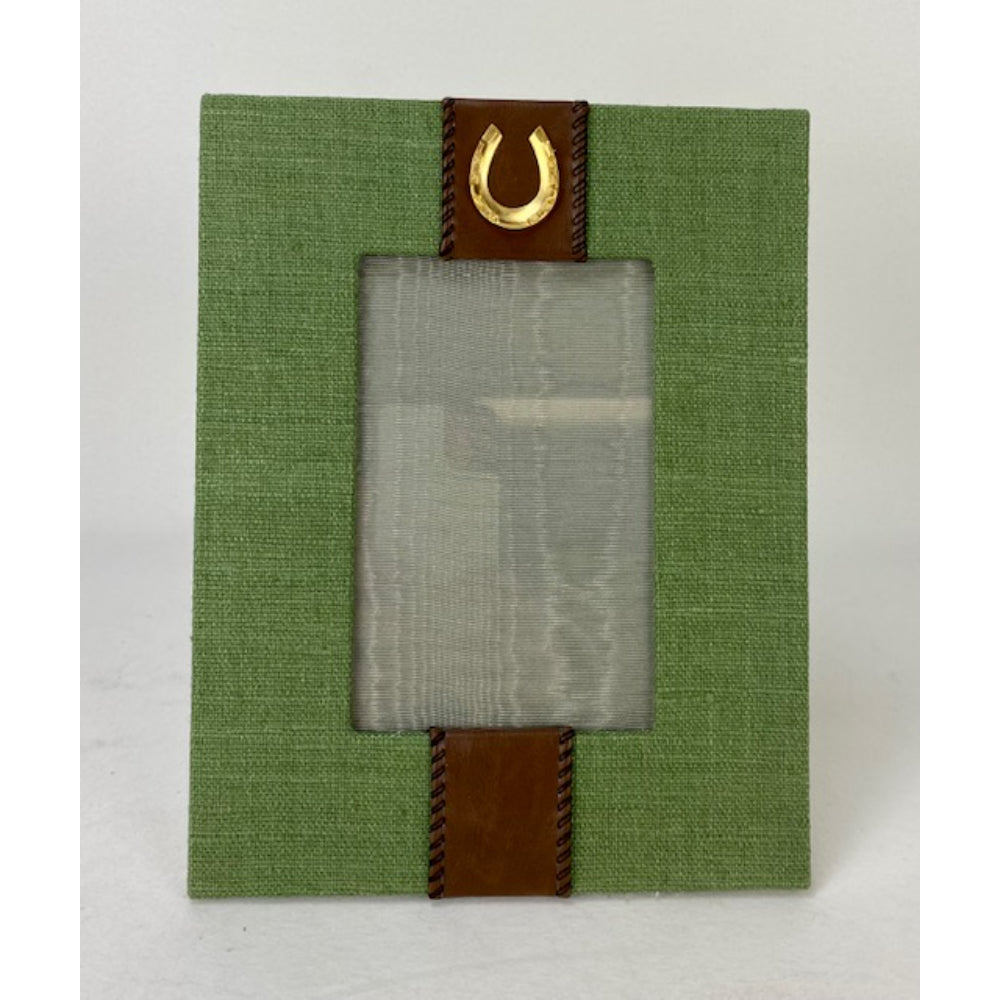 Horseshoe on Leather 4x6 Evergreen Green Picture Frame