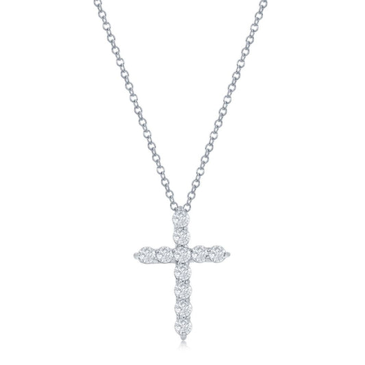 14k White Gold Diamond Cross Pendant