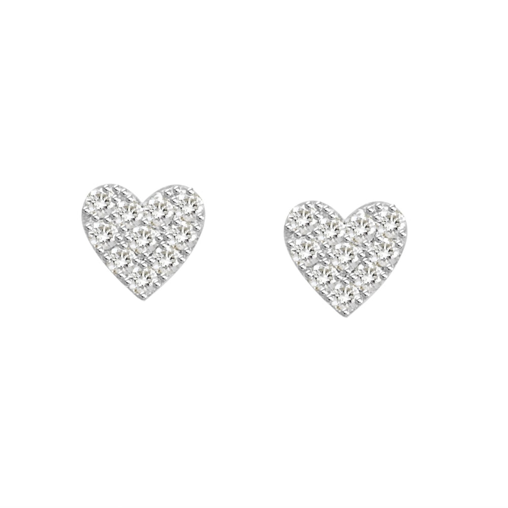 18k Diamond Heart Stud Earrings