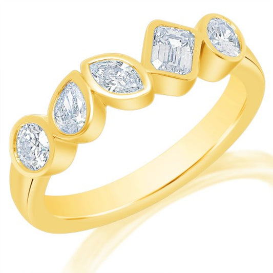 14y Mixed Shape Diamond Diagonal Bezel Band