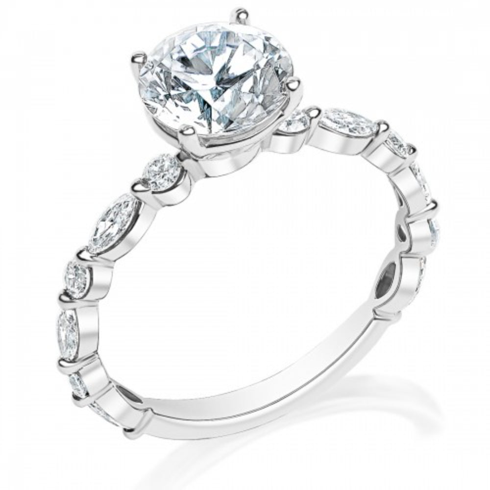 14w Round and Marquise Band Engagement Ring