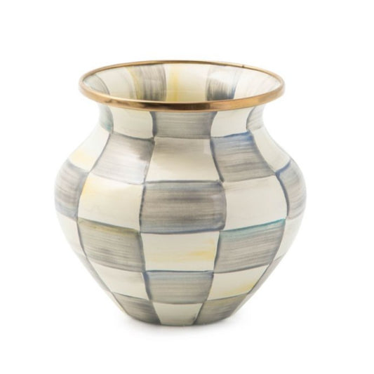 MacKenzie-Childs Sterling Check Enamel Vase - Small