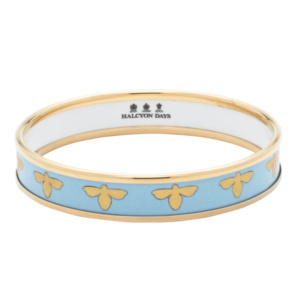 Halcyon Days 1cm Bee Forget-Me-Not & Gold Enamel Bangle