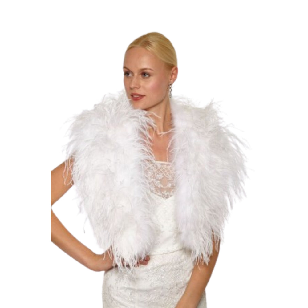 Ostrich Feather Stole - White