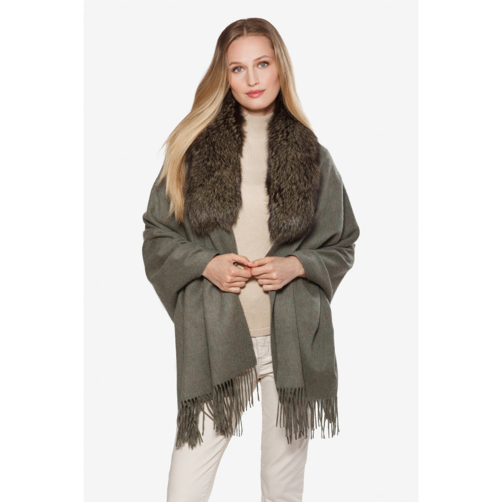 Genuine Fox Fur Fringed Shawl